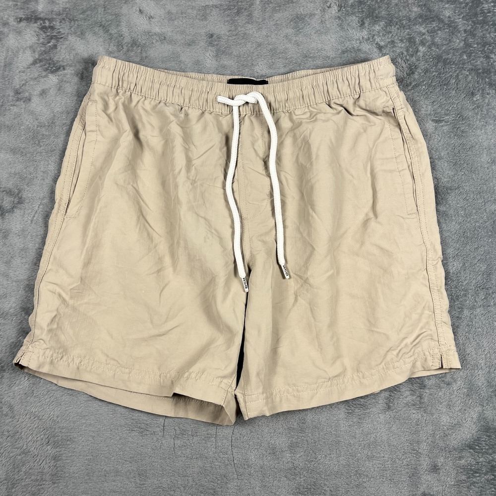 RSQ Nylon Shorts Mens Small Beige Slash Pockets Flat Front Quick Dry Drawstring